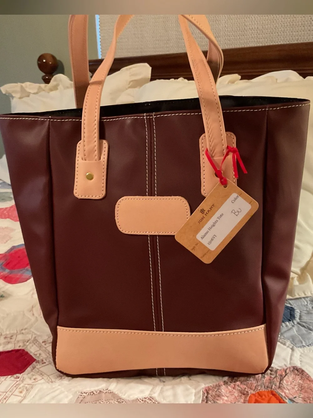 Jon Hart Alamo Heights Tote-Burgundy Maroon NWT